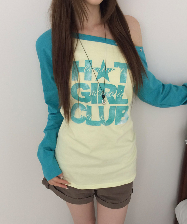 ワンショルダー長袖Tシャツ(5color) YELLOW