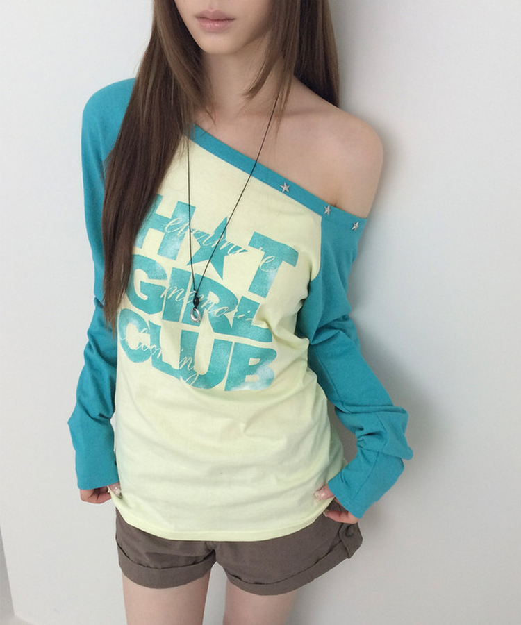 ワンショルダー長袖Tシャツ(5color) YELLOW