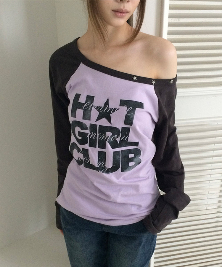 ワンショルダー長袖Tシャツ(5color) PURPLE