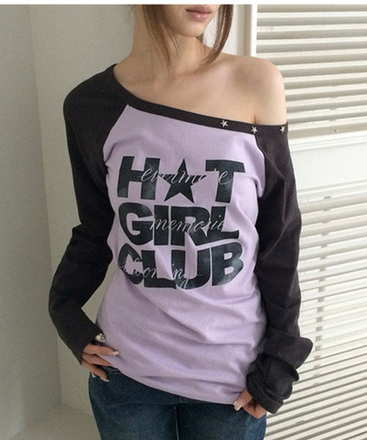ワンショルダー長袖Tシャツ(5color) PURPLE