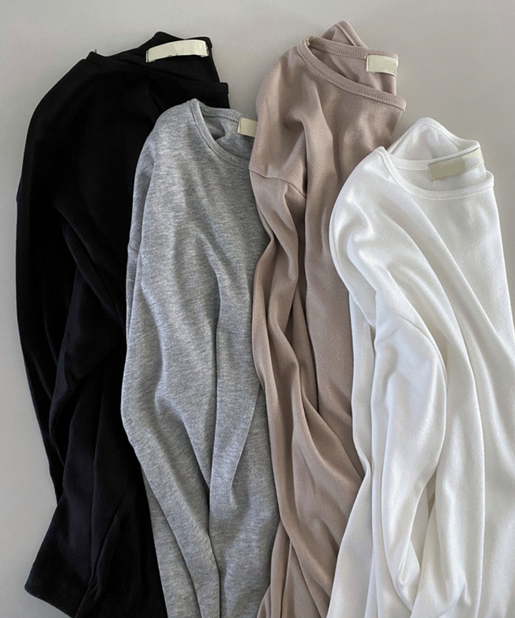 ラウンドネック長袖ベーシックTシャツ