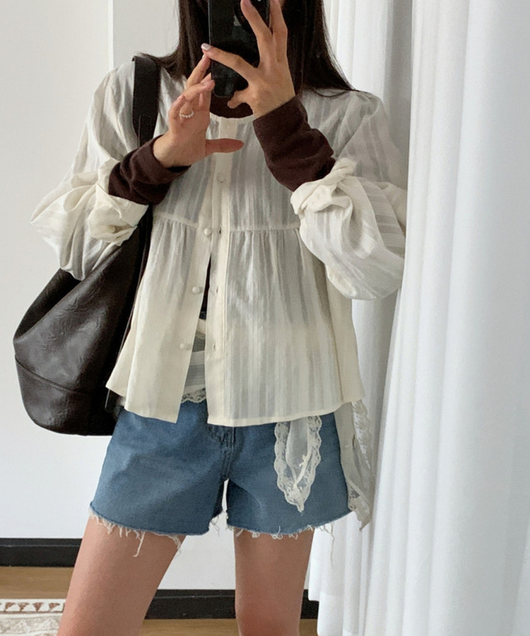 カットオフハイウエストデニムショートパンツ MID DENIM