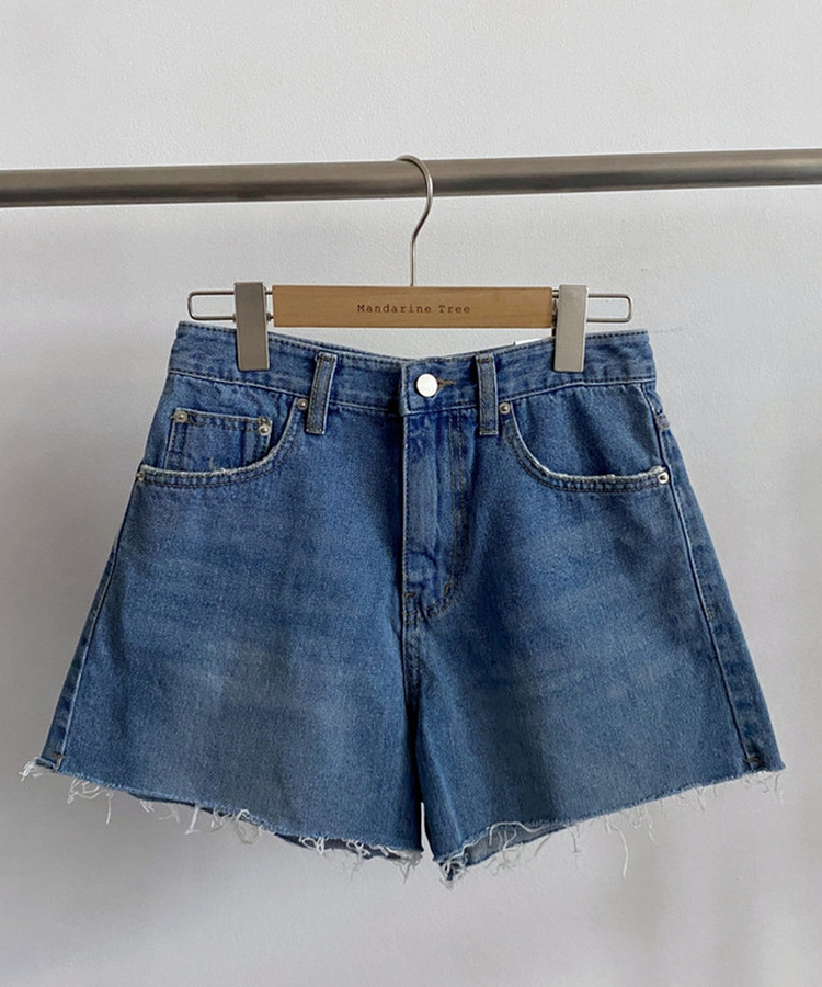 カットオフハイウエストデニムショートパンツ