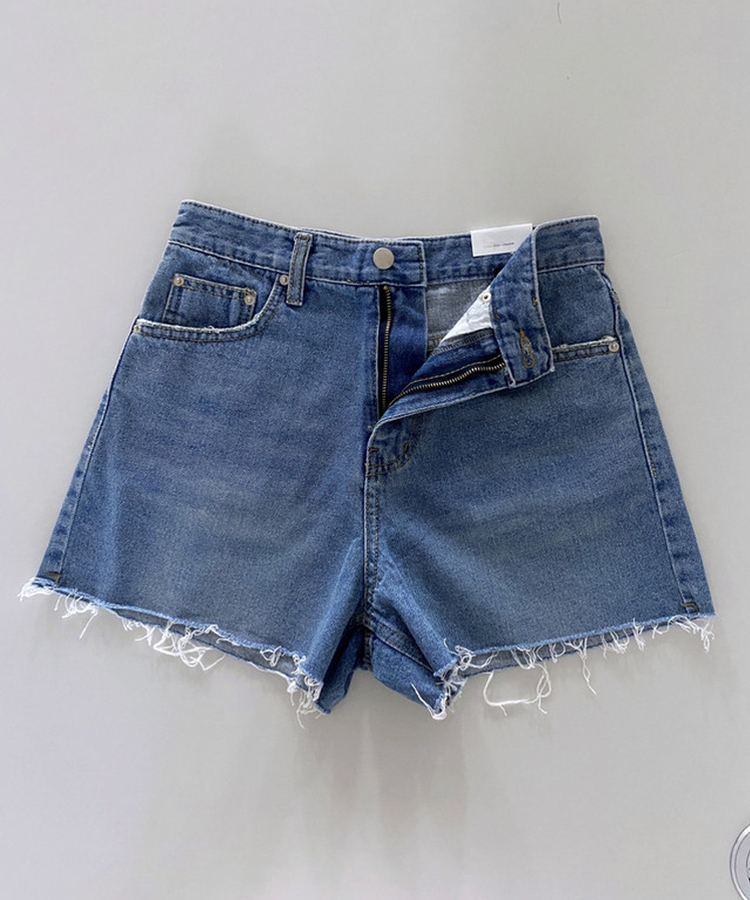 カットオフハイウエストデニムショートパンツ