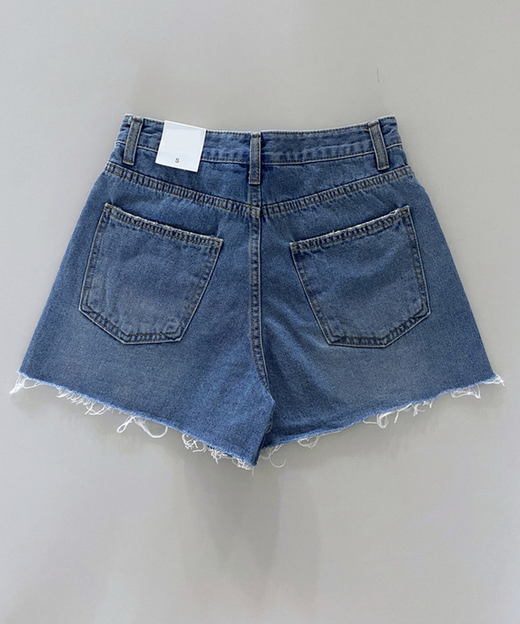 カットオフハイウエストデニムショートパンツ