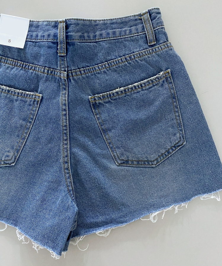 カットオフハイウエストデニムショートパンツ