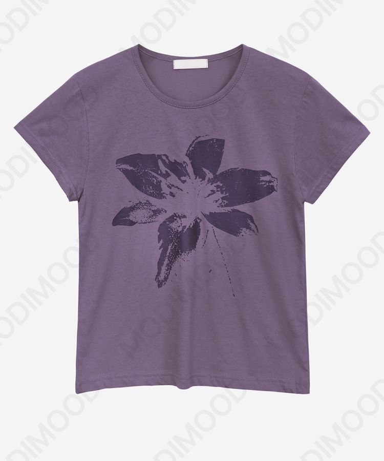 シンプルセミクロップド半袖Tシャツ