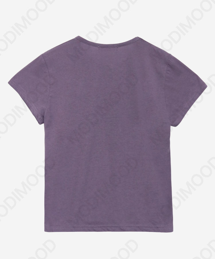 シンプルセミクロップド半袖Tシャツ