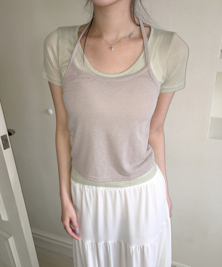 ホルターネックノースリーブトップス(6color) BEIGE