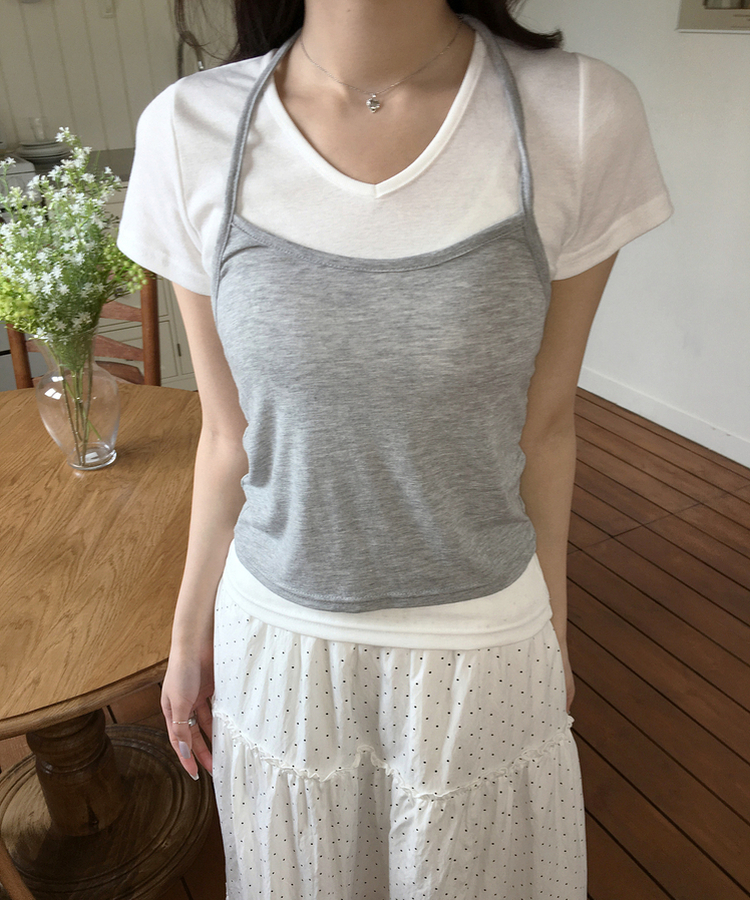 ホルターネックノースリーブトップス(6color) GREY
