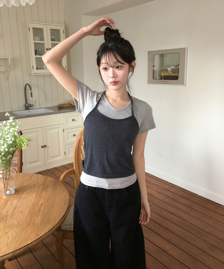 ホルターネックノースリーブトップス(6color) CHARCOAL
