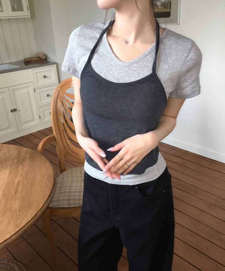 ホルターネックノースリーブトップス(6color) CHARCOAL