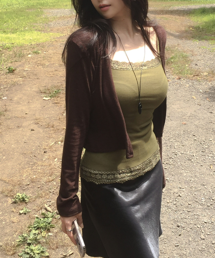 ベーシックオープンカーディガン(8color) BROWN