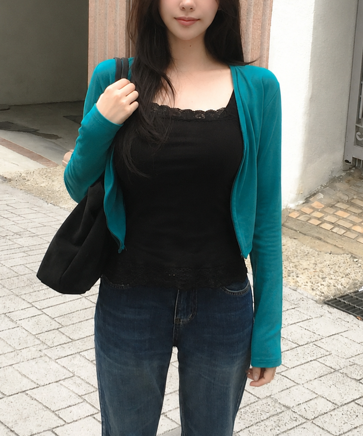 ベーシックオープンカーディガン(8color) TEAL