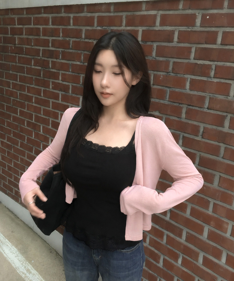 ベーシックオープンカーディガン(8color) PINK