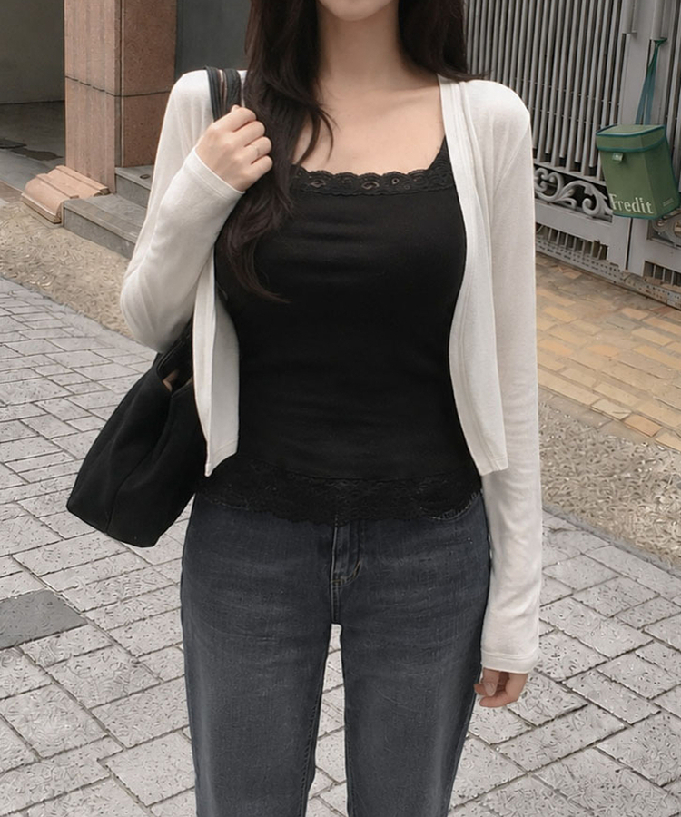 ベーシックオープンカーディガン(8color) IVORY