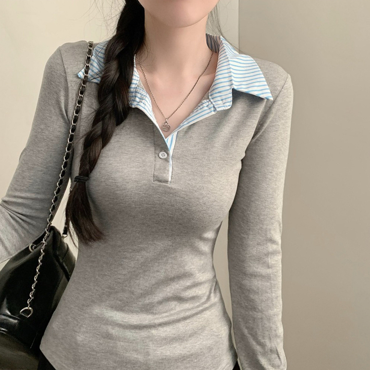 シャツレイヤード長袖Tシャツ GREY