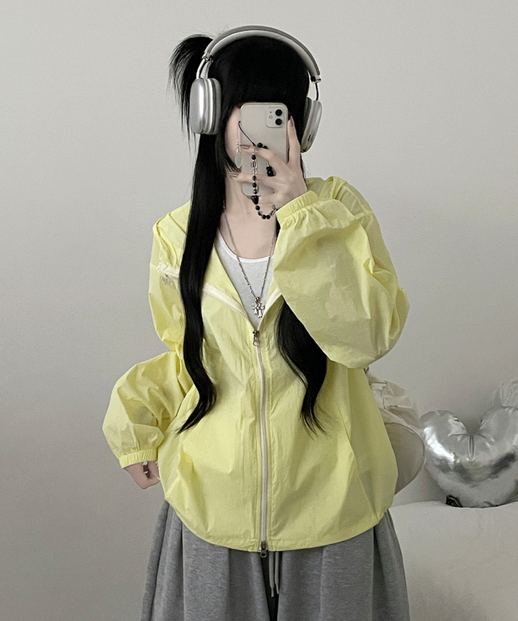 ナイロンストリング2wayフードブルゾン(5color) YELLOW