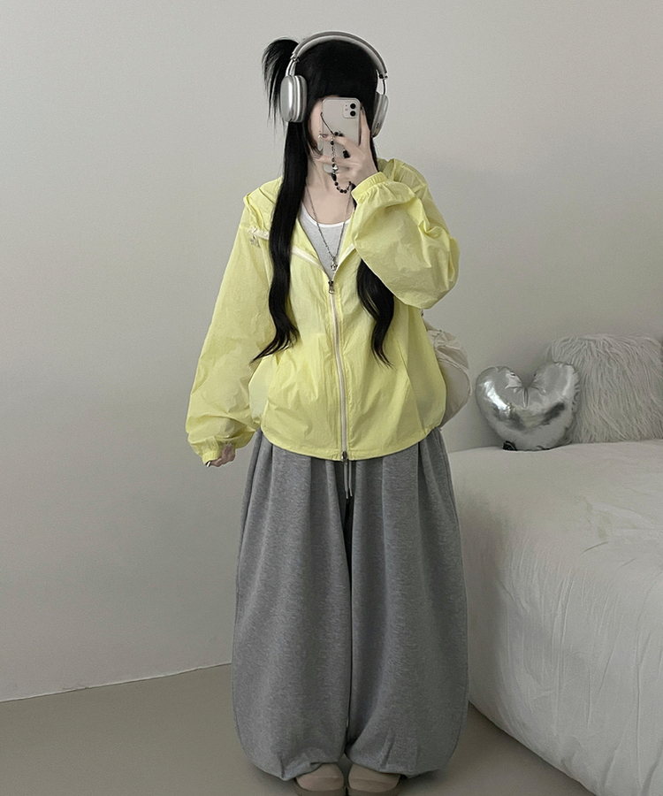 ナイロンストリング2wayフードブルゾン(5color) YELLOW