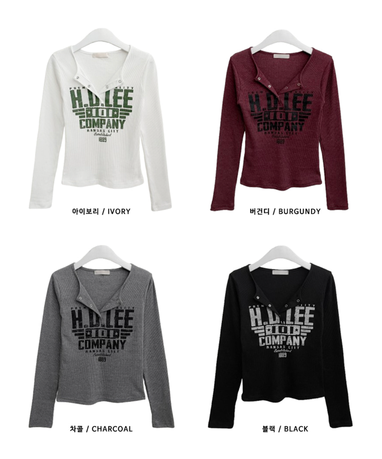 レタリングスナップクロップド長袖Tシャツ