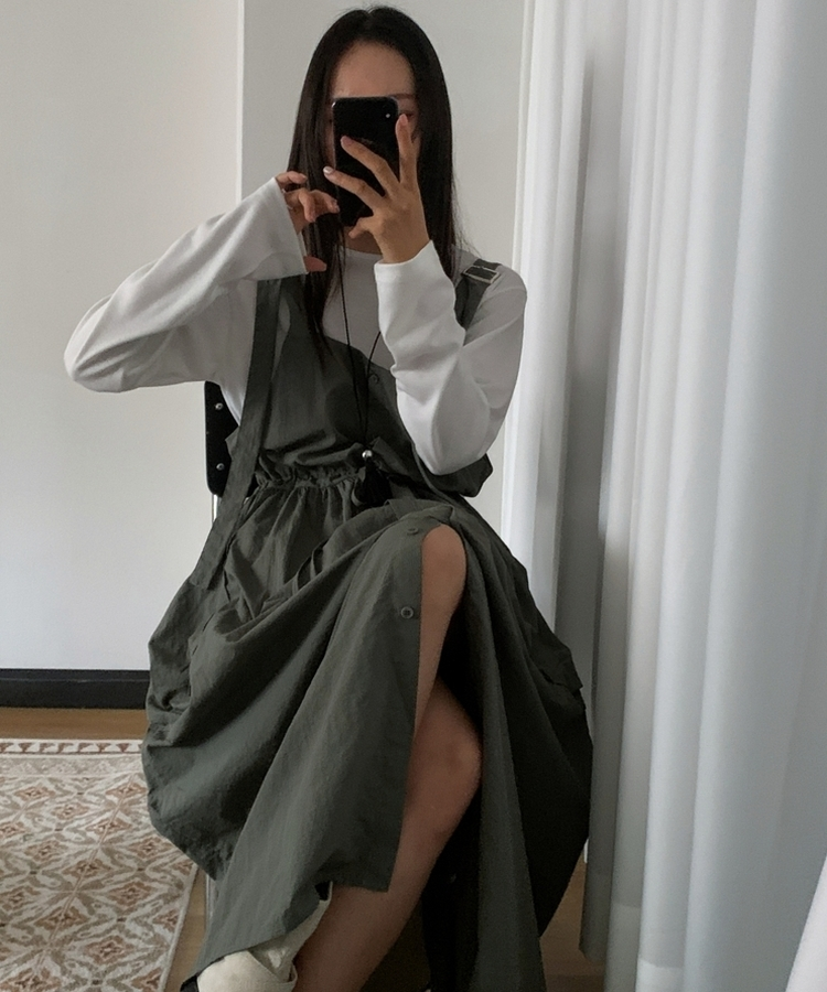 ビッグポケットナイロンスカート KHAKI