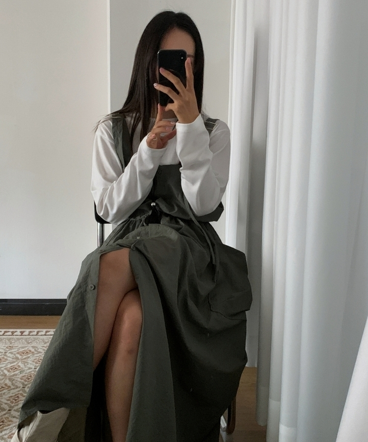 ビッグポケットナイロンスカート KHAKI