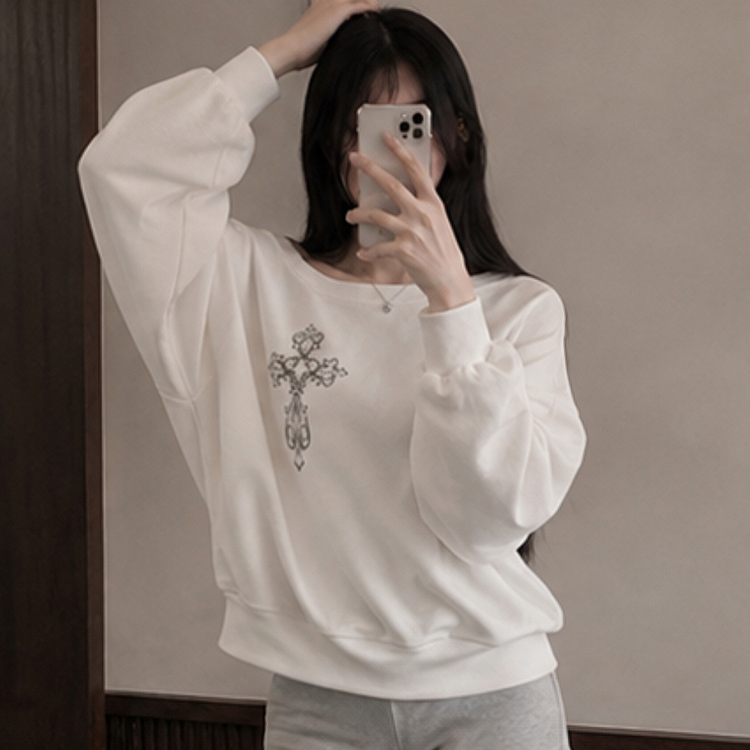 クロスオフショルダールーズスウェット IVORY