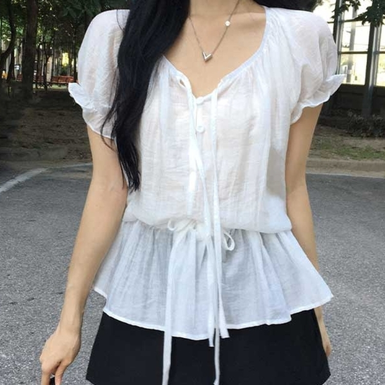 シアーシャーリングブラウス WHITE