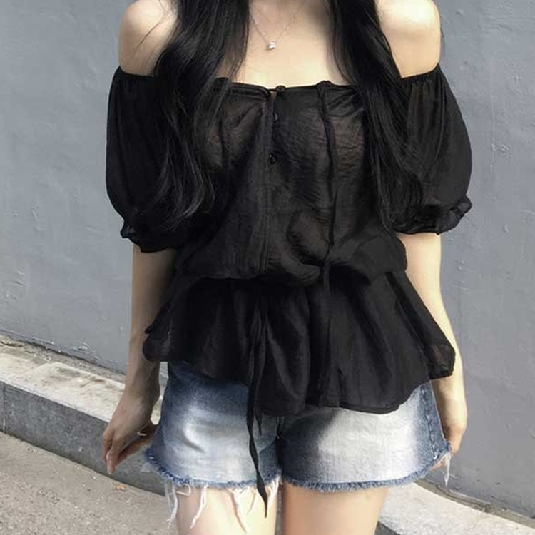 シアーシャーリングブラウス BLACK