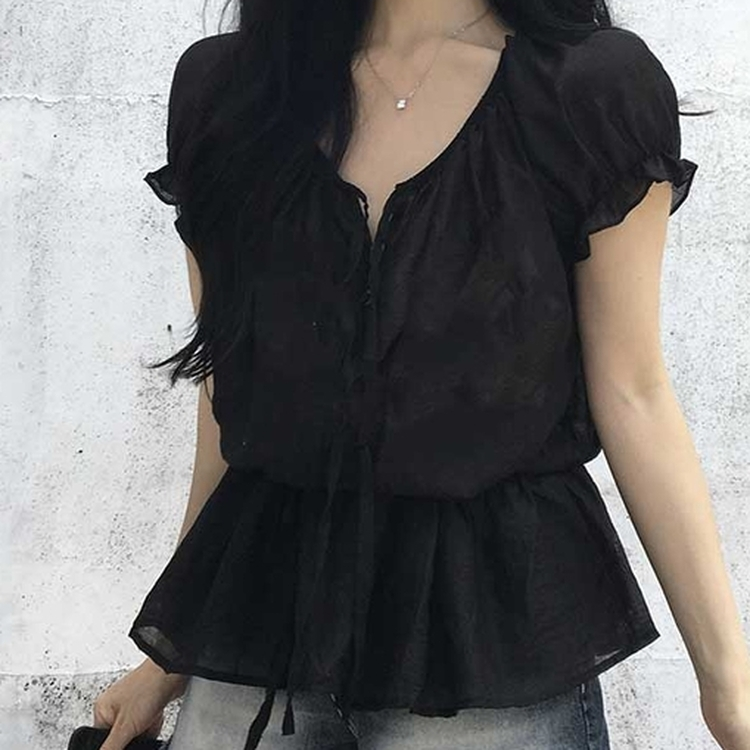 シアーシャーリングブラウス BLACK