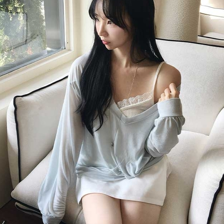 シアーVネックトレーナー(5color) SKY BLUE