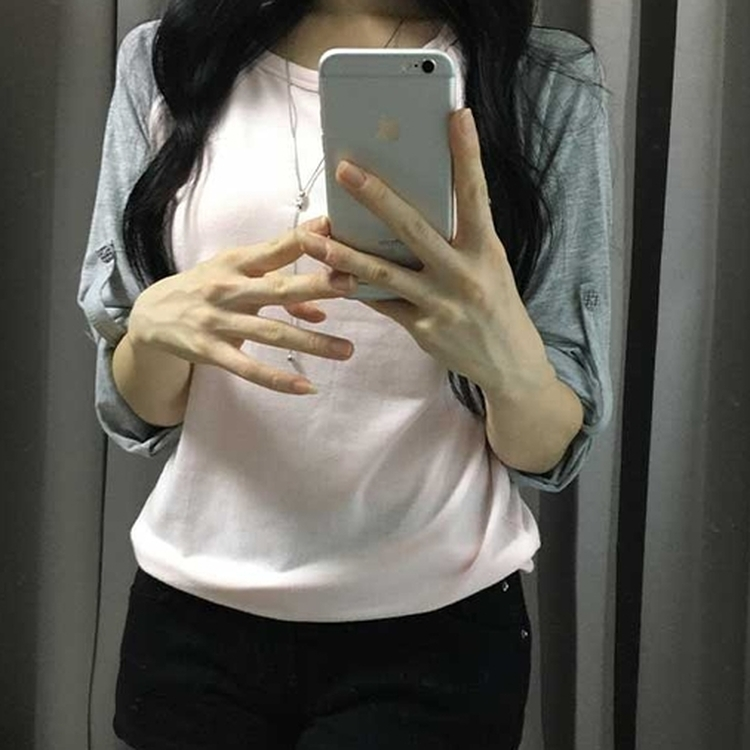 ロールアップチェックボタンラグランTシャツ PINK