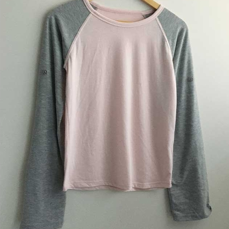 ロールアップチェックボタンラグランTシャツ