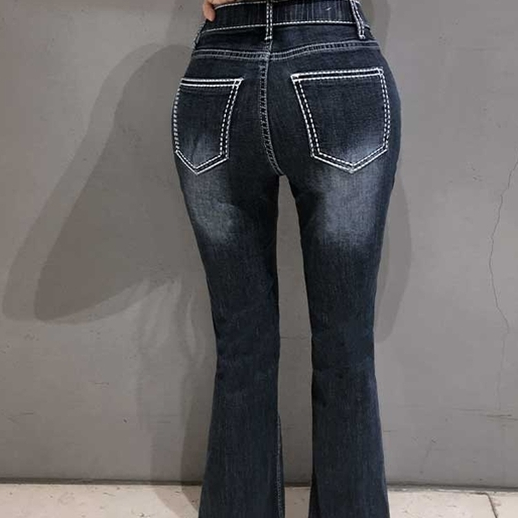 ステッチデニムブーツカットパンツ BLUE