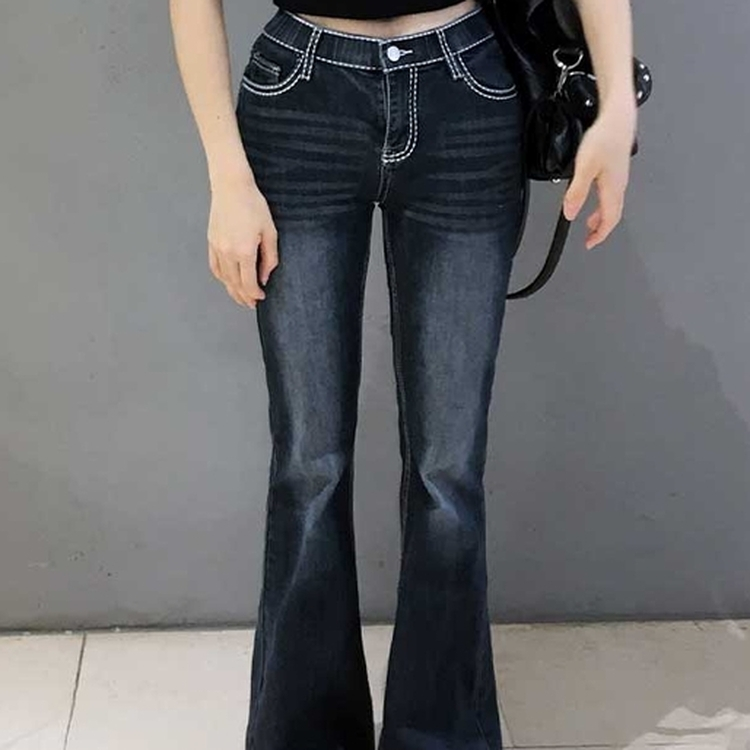 ステッチデニムブーツカットパンツ BLUE