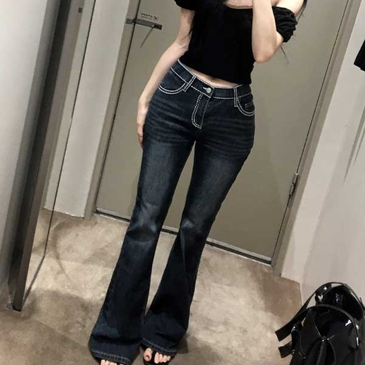 ステッチデニムブーツカットパンツ BLUE