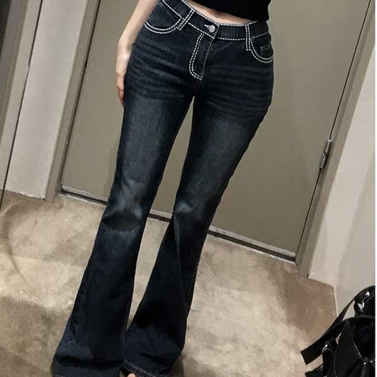 ステッチデニムブーツカットパンツ BLUE