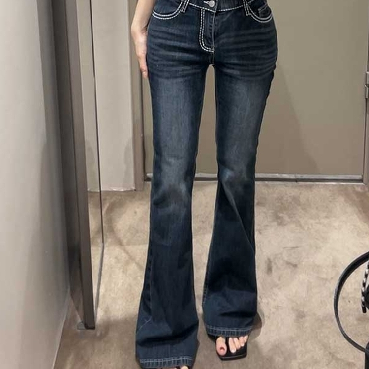 ステッチデニムブーツカットパンツ BLUE