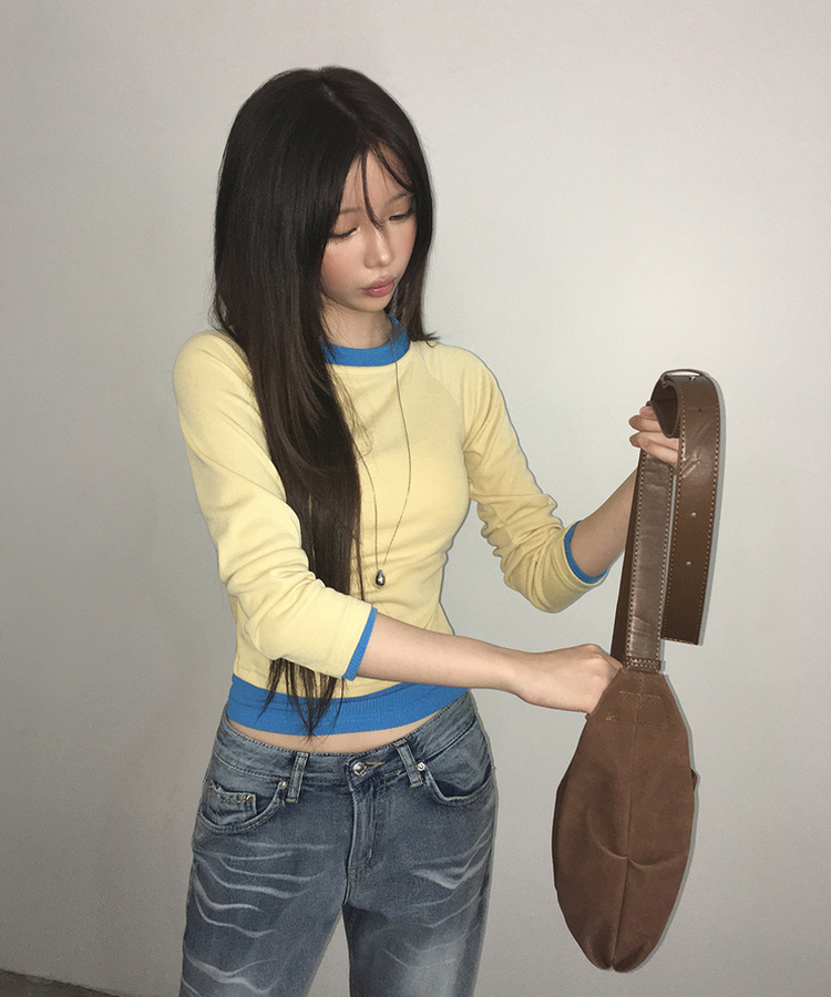 レイヤードスリムTシャツ(6color) YELLOW