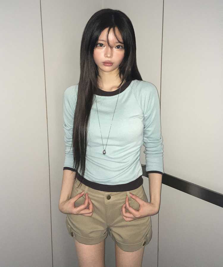 レイヤードスリムTシャツ(6color) MINT