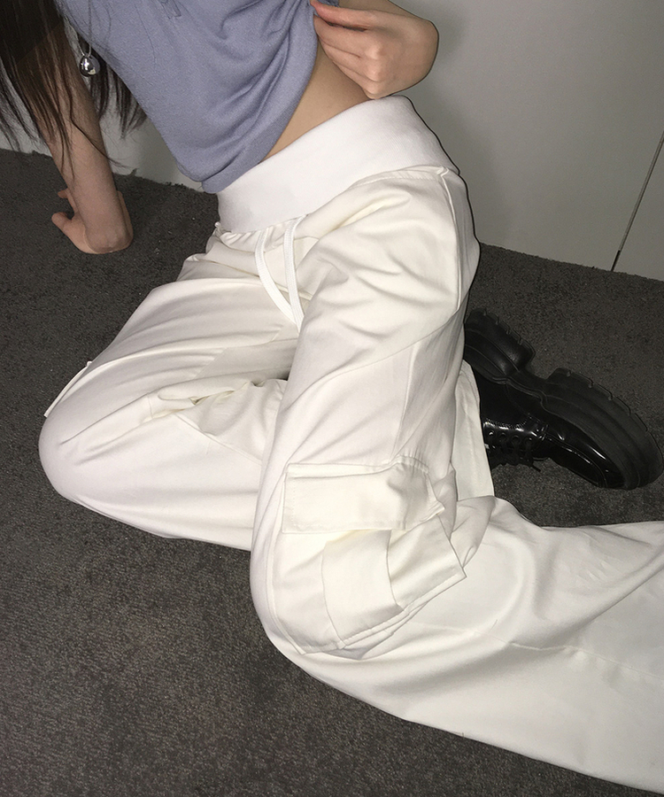 ストリングカーゴブーツカットパンツ IVORY