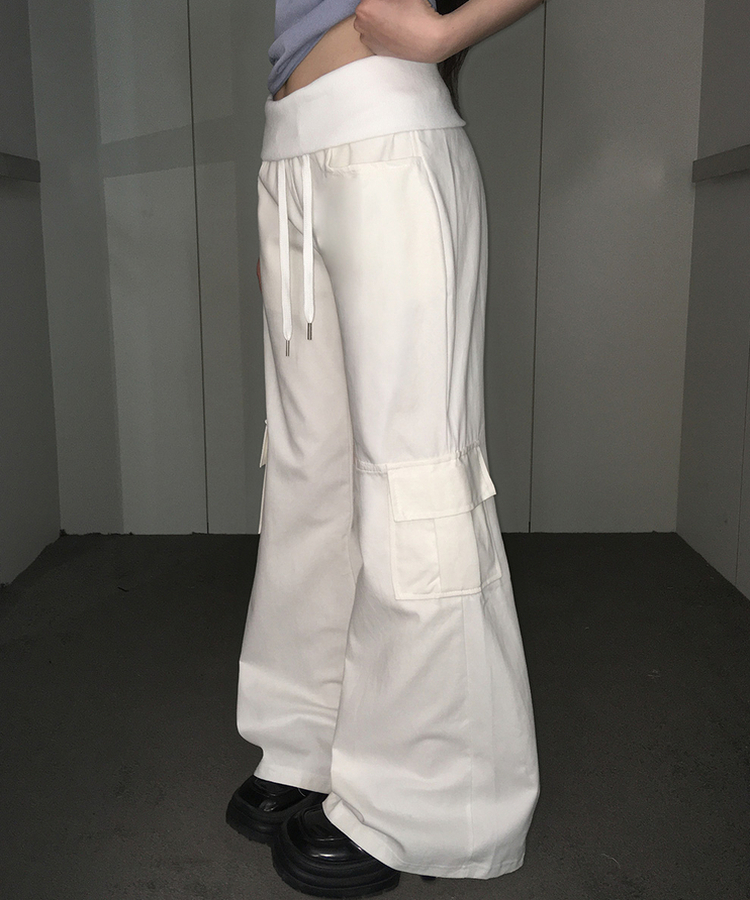 ストリングカーゴブーツカットパンツ IVORY