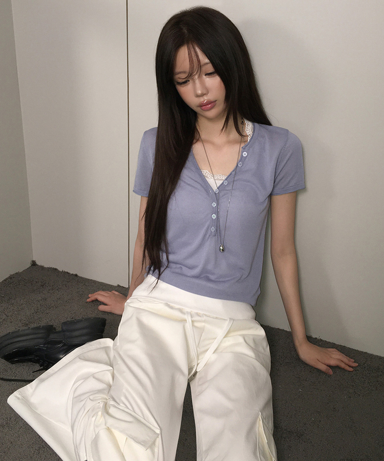 ストリングカーゴブーツカットパンツ IVORY