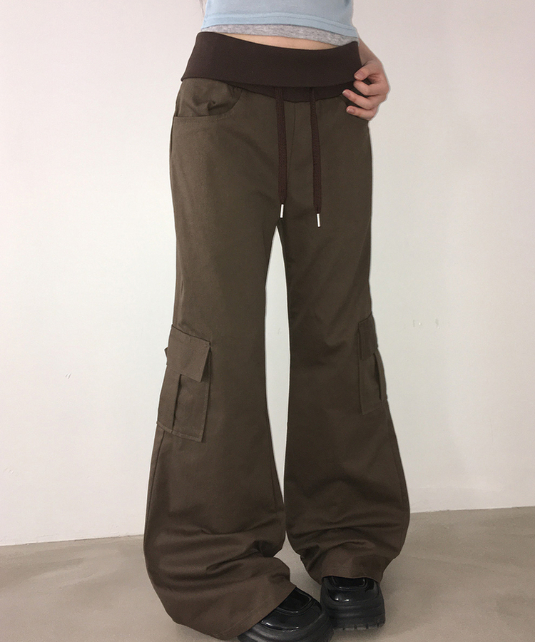 ストリングカーゴブーツカットパンツ BROWN