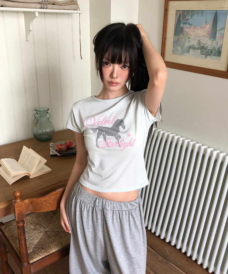 レタリング半袖Tシャツ(6color) LIGHT MINT