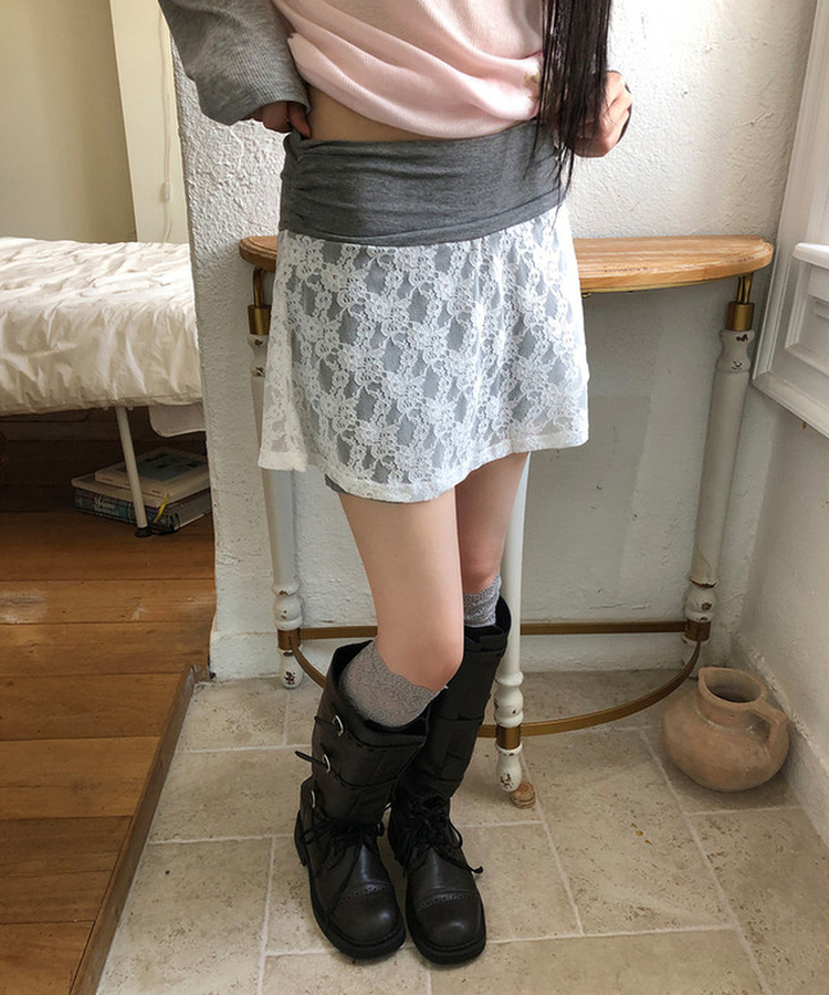 レースミニスカートパンツ IVORY