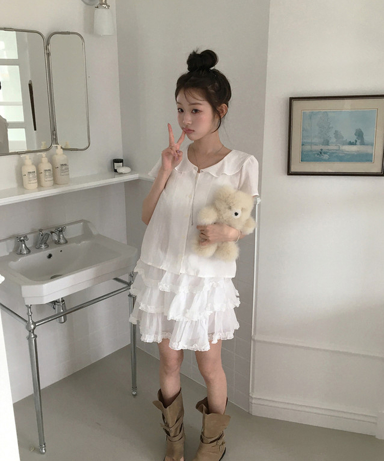 シンプルフリルスカート IVORY