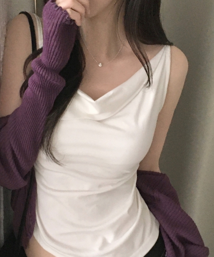 アシメドレープノースリーブトップス IVORY