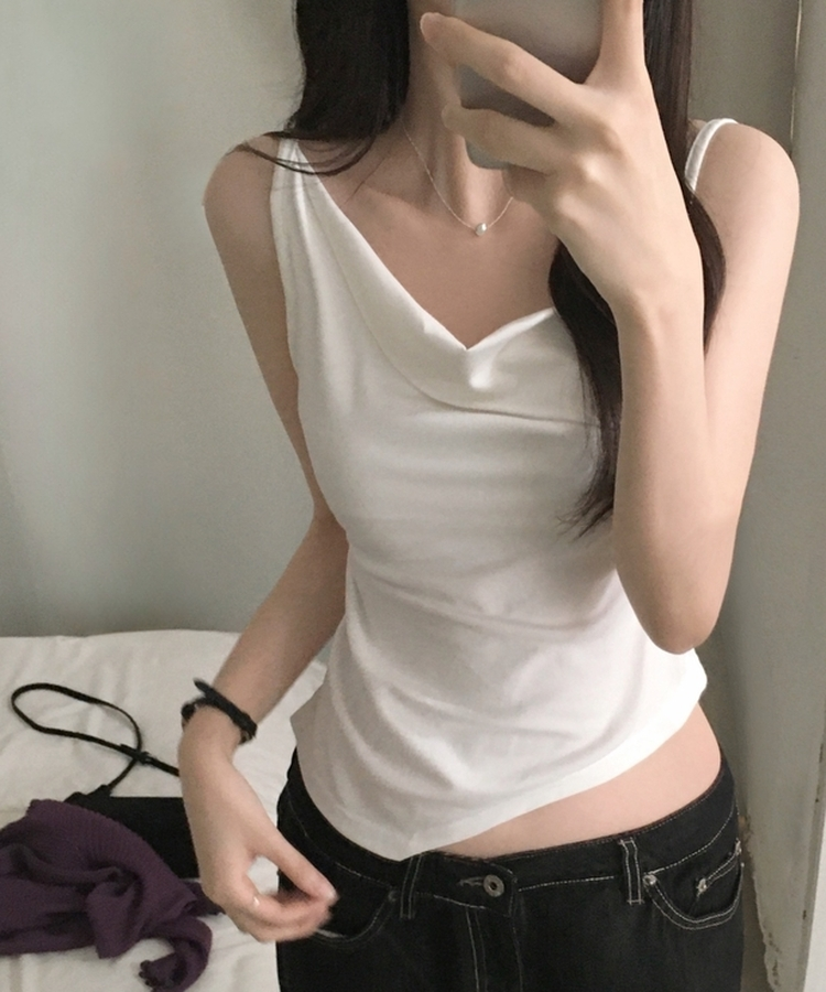 アシメドレープノースリーブトップス IVORY