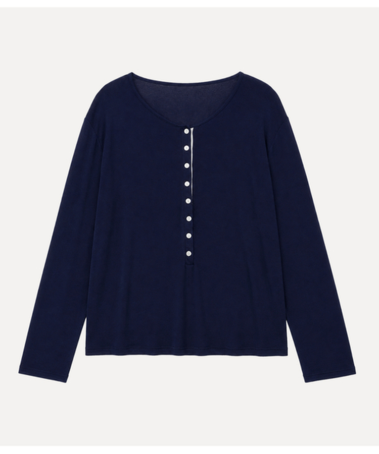 ディープVネックヘンリーネックTシャツ